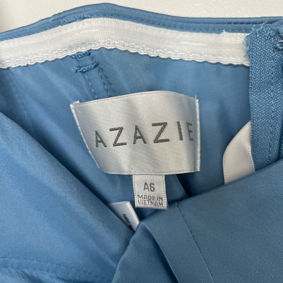 Azazie Wren Stretch Satin Dress- Steel Blue - Picture 8 of 11